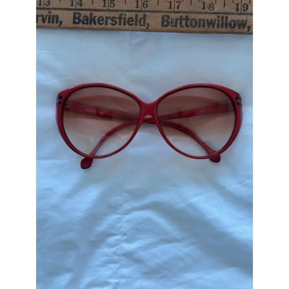 Gucci Women's Red Plastic Oversized Tinted Sunglasses